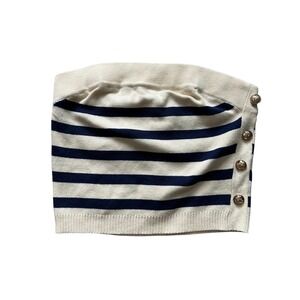 Central Park West Flynn Button Bandeau Striped Knit Tube Top Gold Button size S